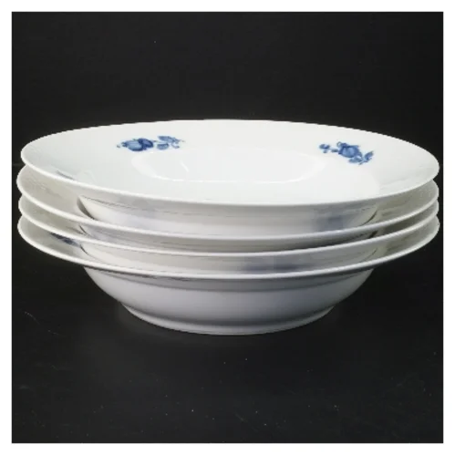 Sæt med 4 blå-blomst dybe tallerkener fra Royal Copenhagen (str. Ø 25,5 cm, 4 styk cm)