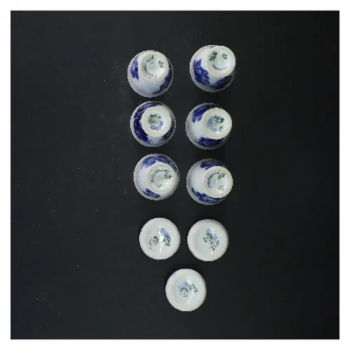 Æggebægere/saltkar med blå blomst design fra Royal Copenhagen (str. 6x5 cm)