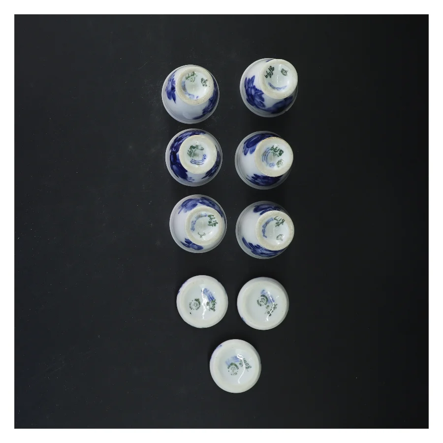 Æggebægere/saltkar med blå blomst design fra Royal Copenhagen (str. 6x5 cm)