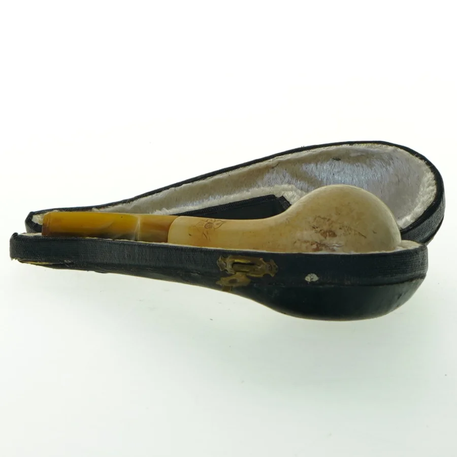 Meerschaum pibe med etui (str. 17 cm)