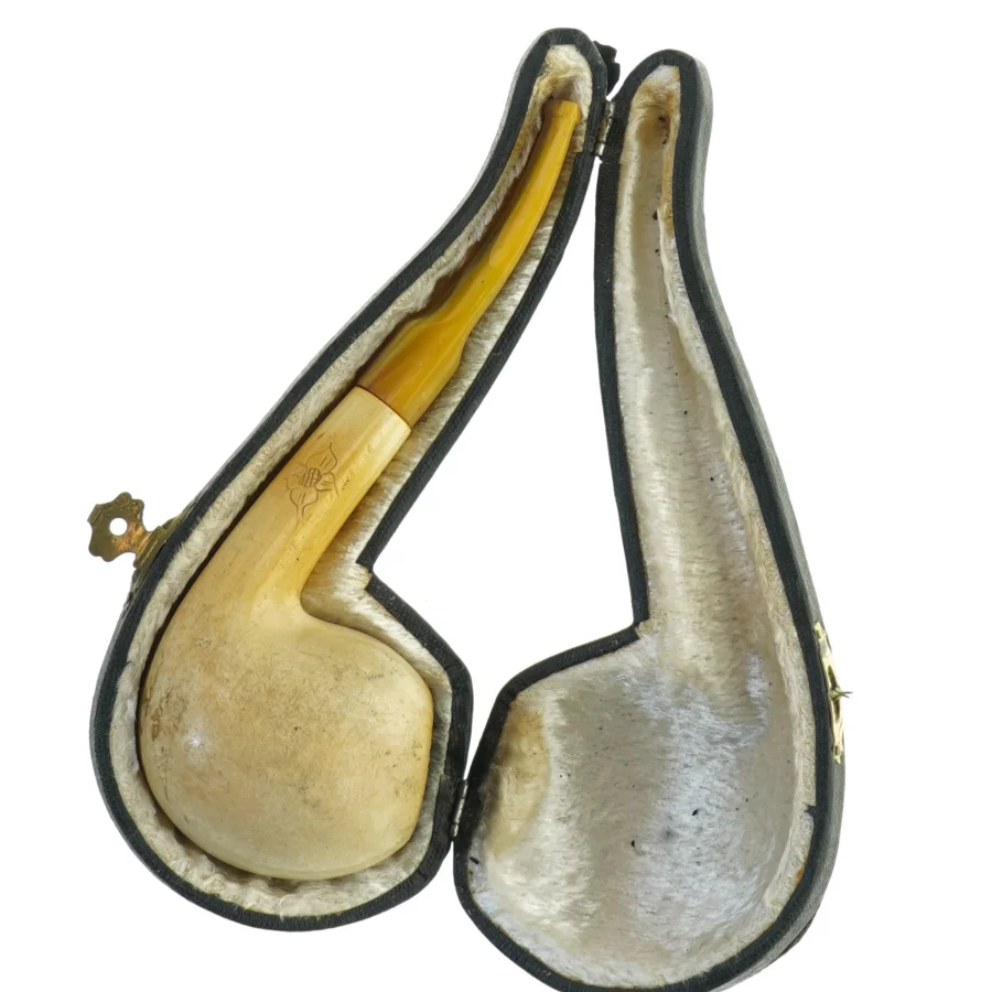 Meerschaum pibe med etui (str. 17 cm)
