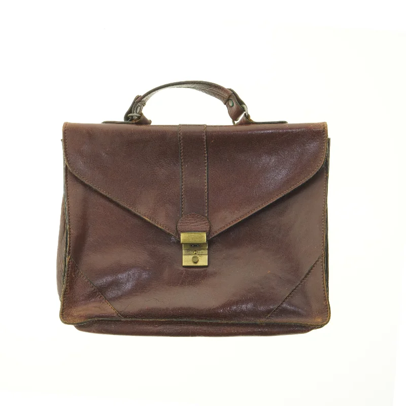 Vintage brun lædertaske (str. 39x32 cm)