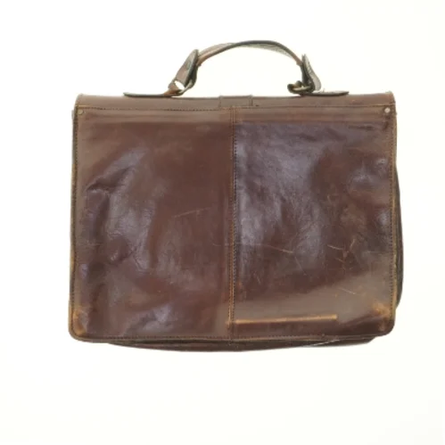 Vintage brun lædertaske (str. 39x32 cm)