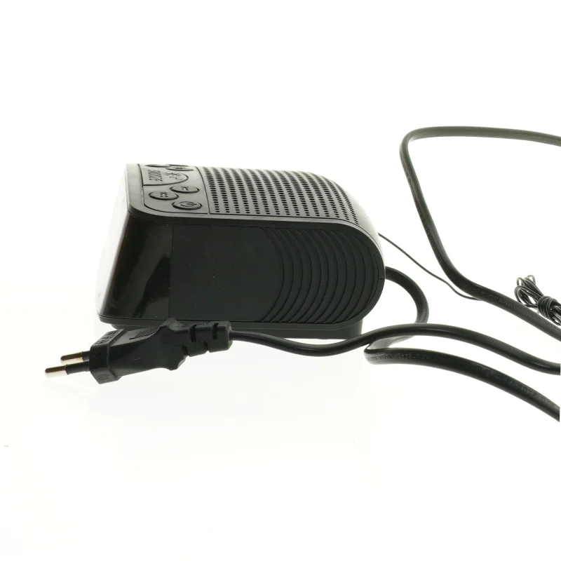 Sort vækkeur med FM radio fra Conzept (str. 12x11 cm)