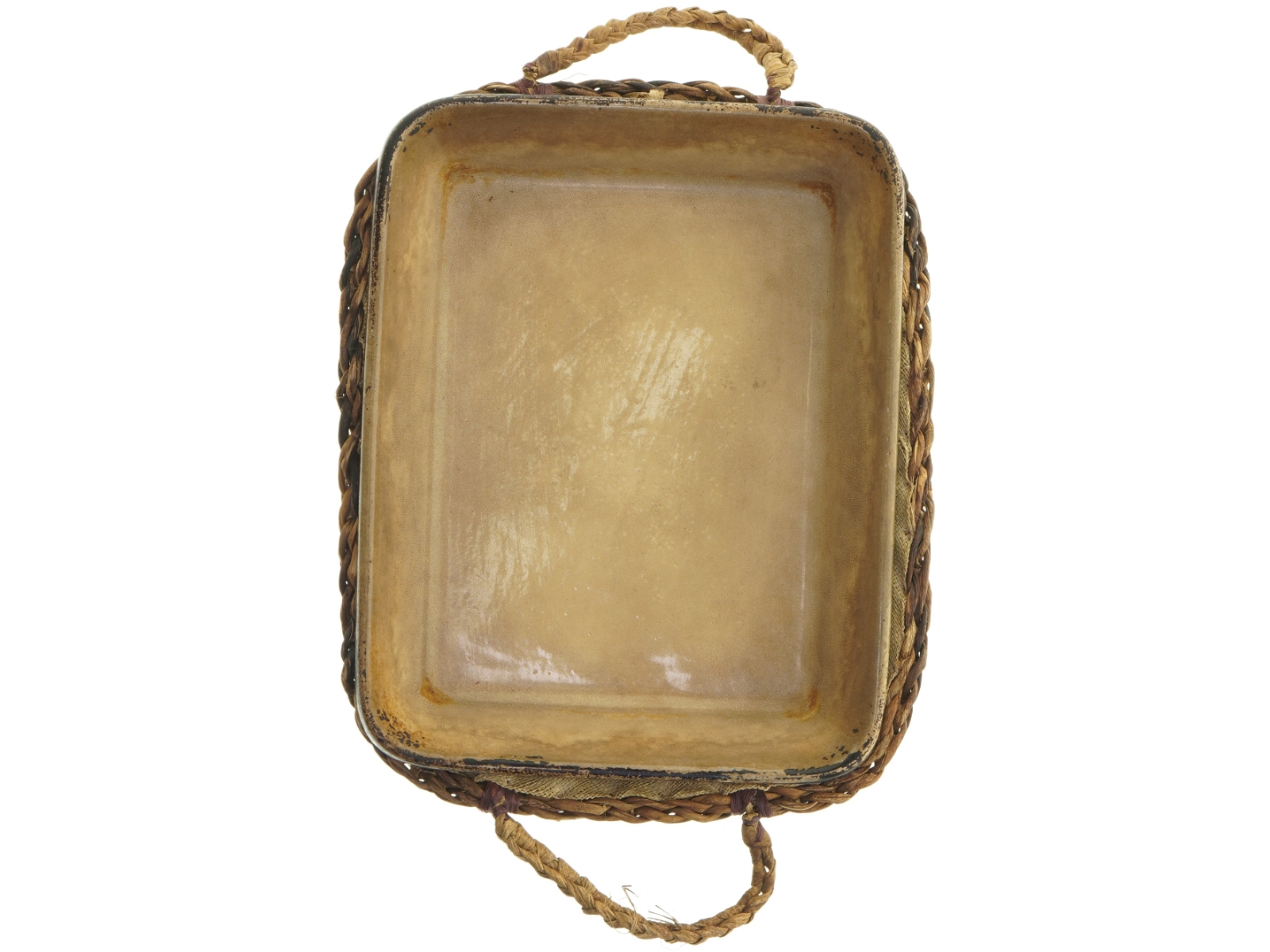Rustik serveringsbakke med flettet kant (str. 26x20 cm)