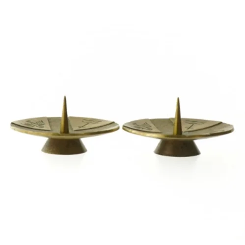 Retro messing lysestager (str. Ø 14x7 cm)