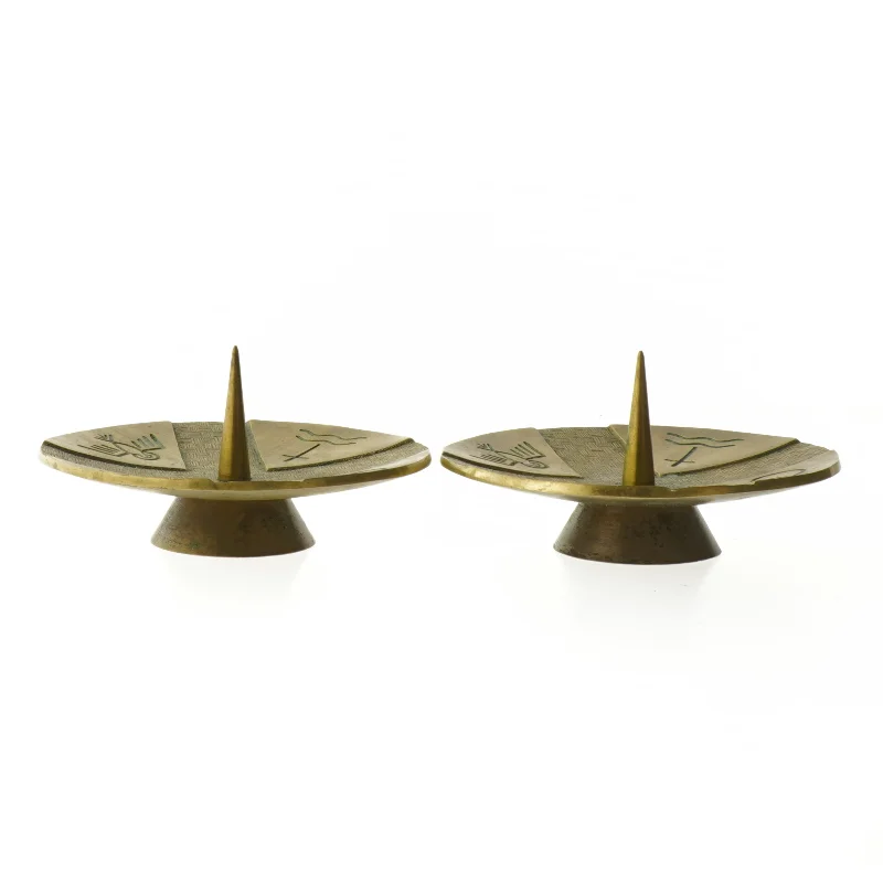 Retro messing lysestager (str. Ø 14x7 cm)