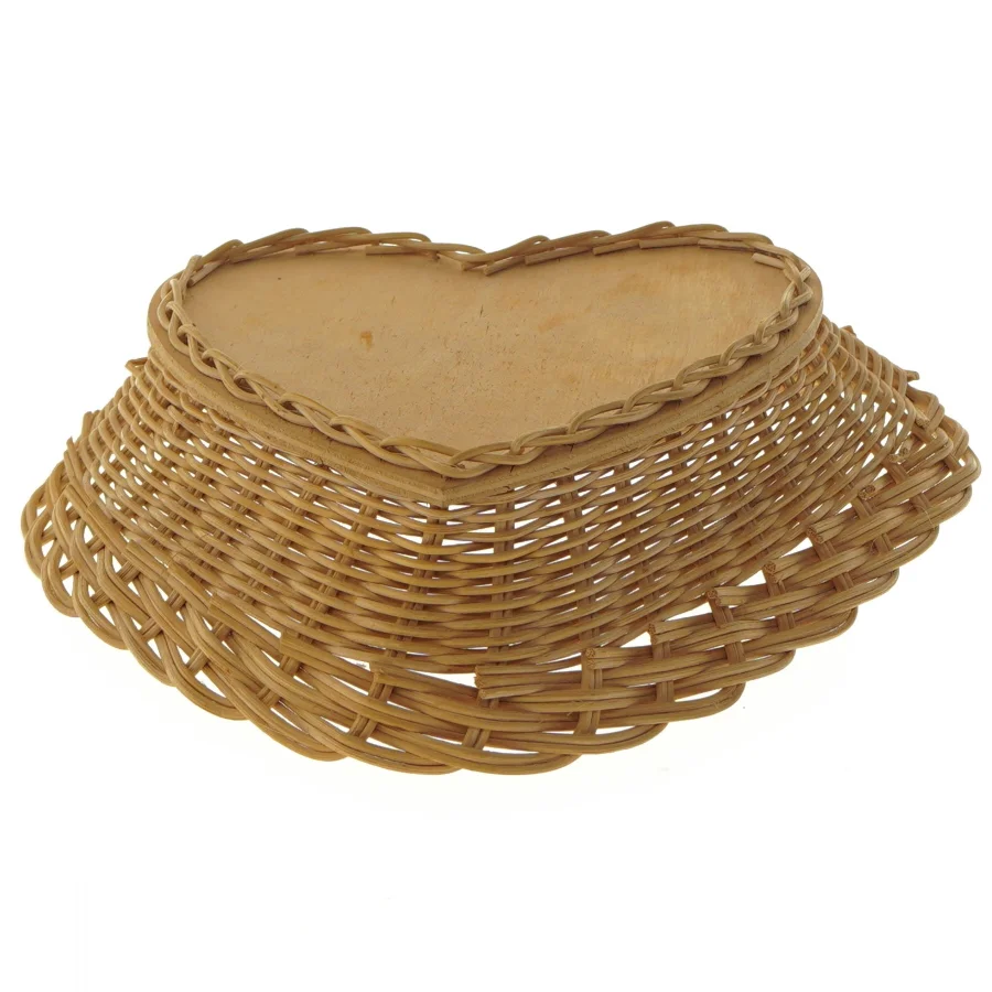 Hjerteformet flettekurv (str. Ø 22x7 cm)