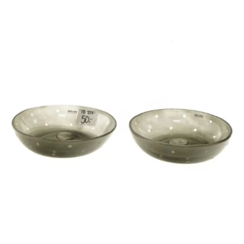 Grå glasskåle med hvide prikker fra Bülow (str. Ø 16 cm)