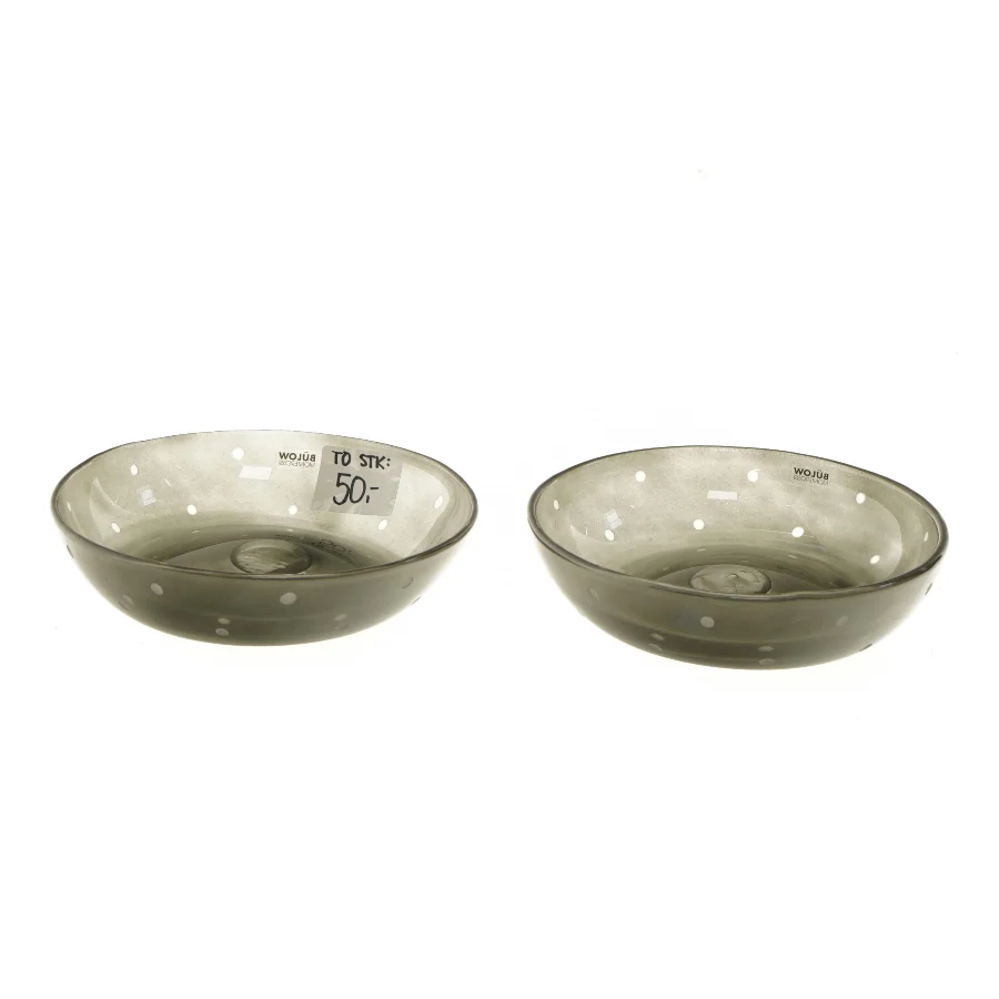 Grå glasskåle med hvide prikker fra Bülow (str. Ø 16 cm)