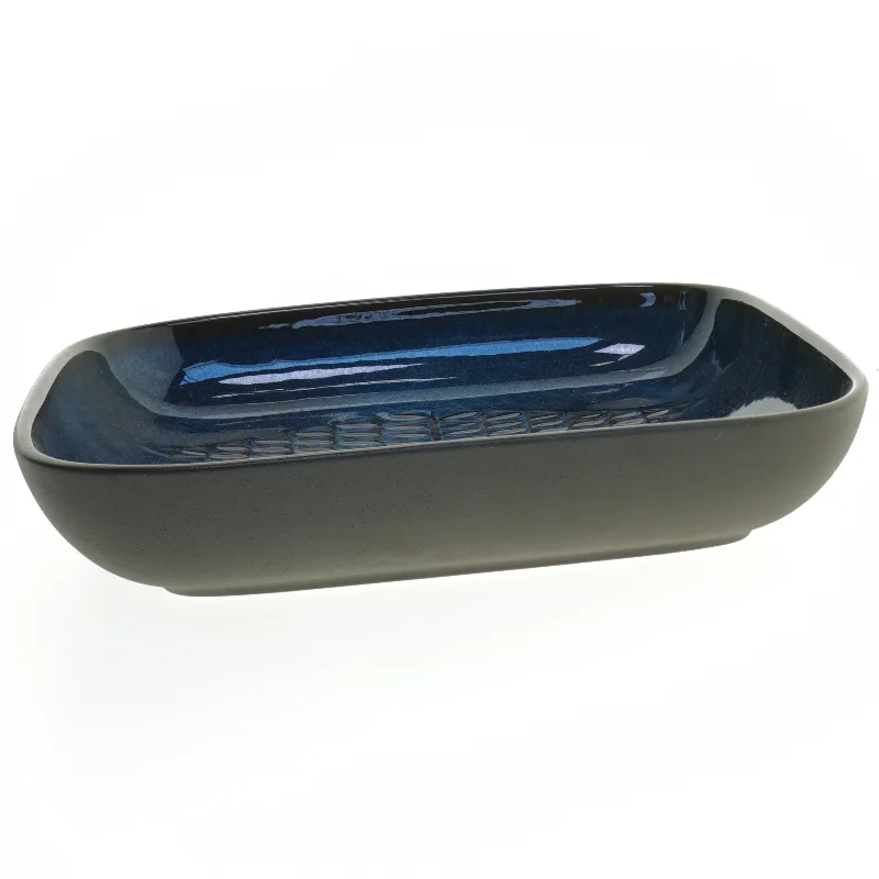 Blå keramisk fad fra Søholm Stentøj (str. 27,5x27,5 cm)