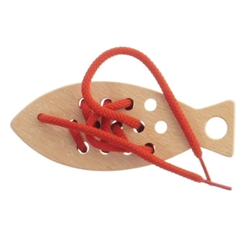 Læringslegetøj i træ formet som en fisk (str. 15,5 cm)