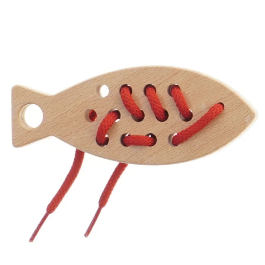 Læringslegetøj i træ formet som en fisk (str. 15,5 cm)
