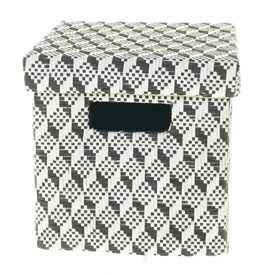 Flettet opbevaringskasse med låg (str. 20x20 cm)