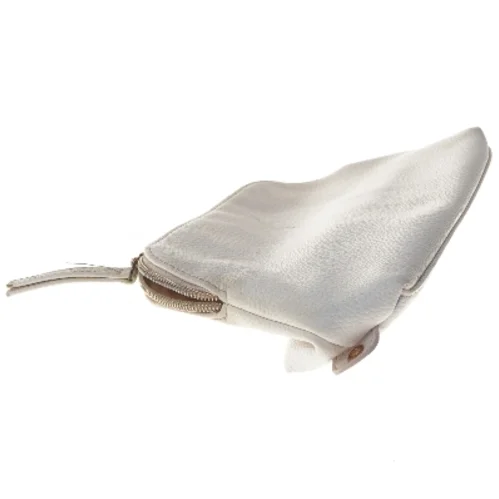 Hvid læder taske med lynlås (str. 26x16 cm)