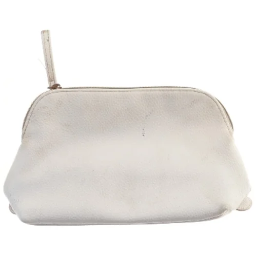 Hvid læder taske med lynlås (str. 26x16 cm)
