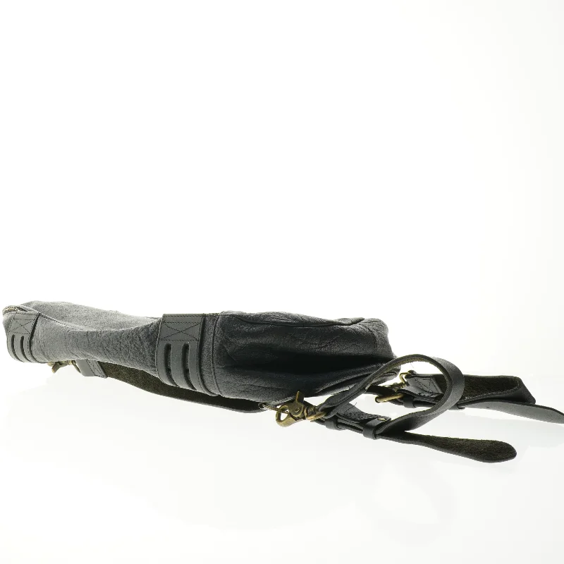 Sort rygsæk i læder fra Motorius (str. 51 x 38 cm)