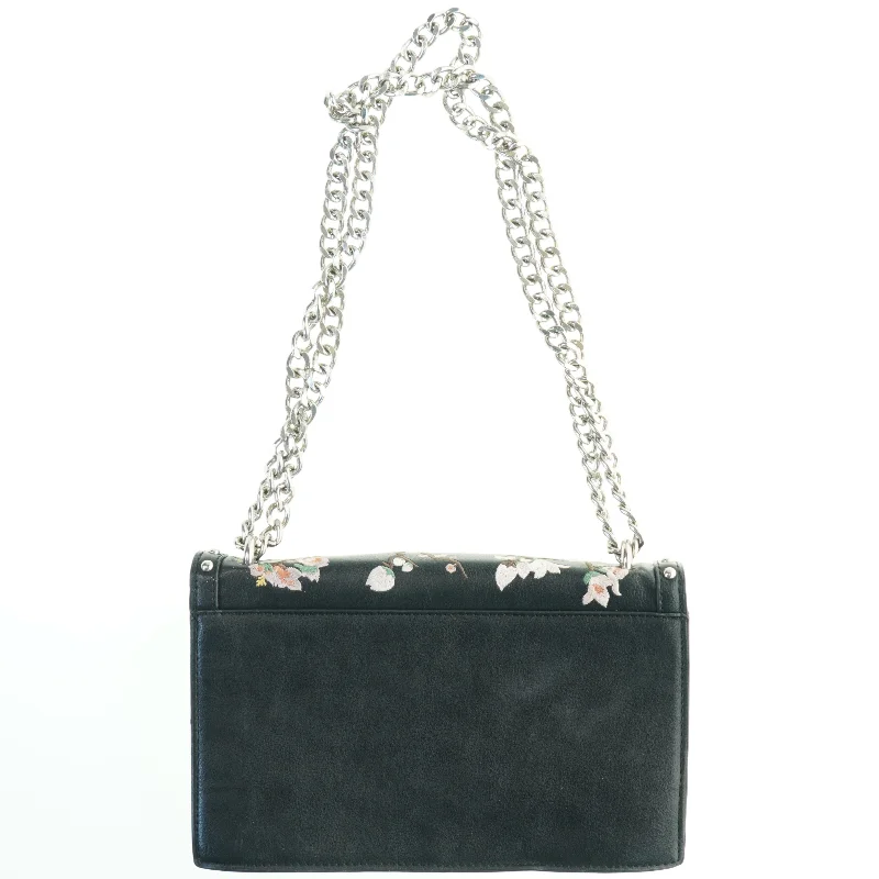 Sort taske med blomsterbroderi (str. 26x17 cm)