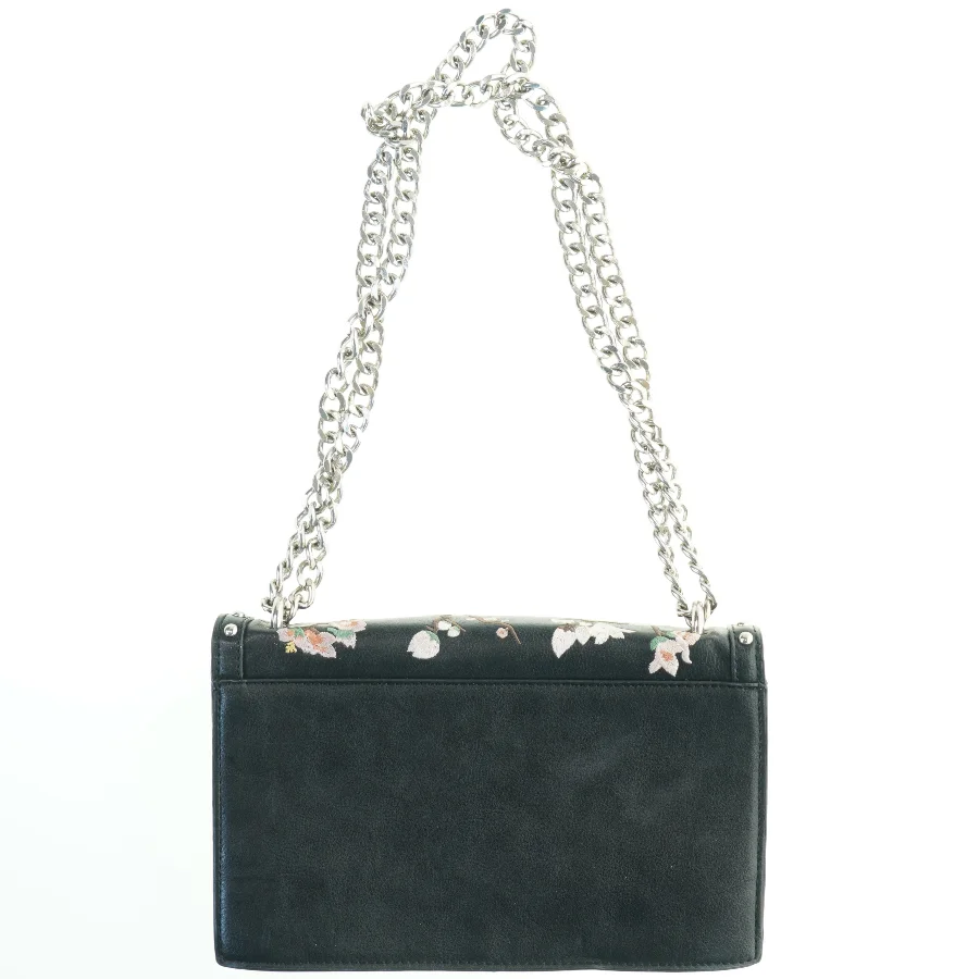 Sort taske med blomsterbroderi (str. 26x17 cm)