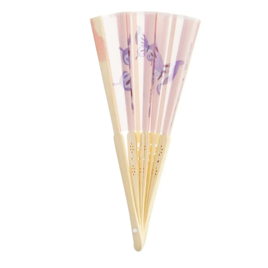 Dekorativ håndvifte med sommerfuglemønster (str. 21 cm)