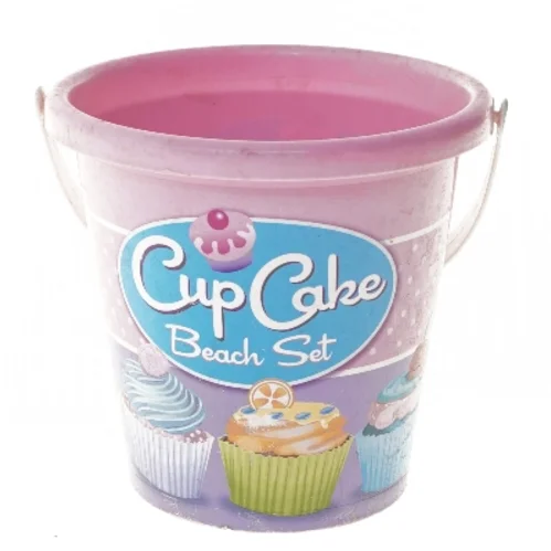 Strandspand med cupcake design (str. Ø 17,5 cm længde 16 cm)