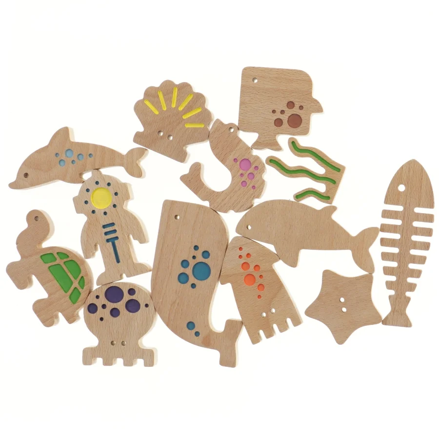 Træfigurer med havtema (str. 5-13 cm)