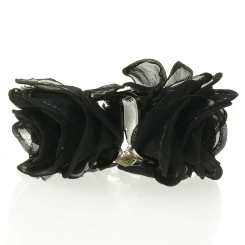 Sort hårklemme med blomst