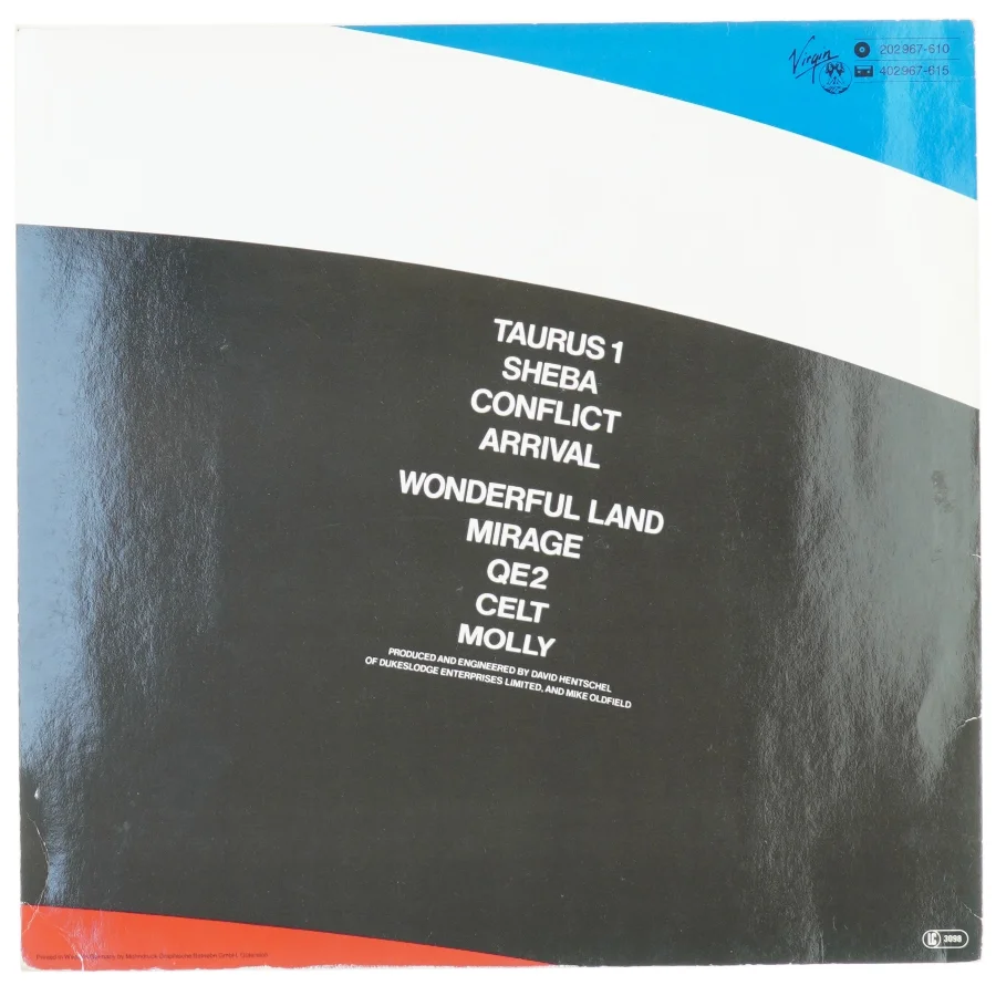 Lp plade QE2 mike olldfield fra Virgin (str. 31 x 31 cm)