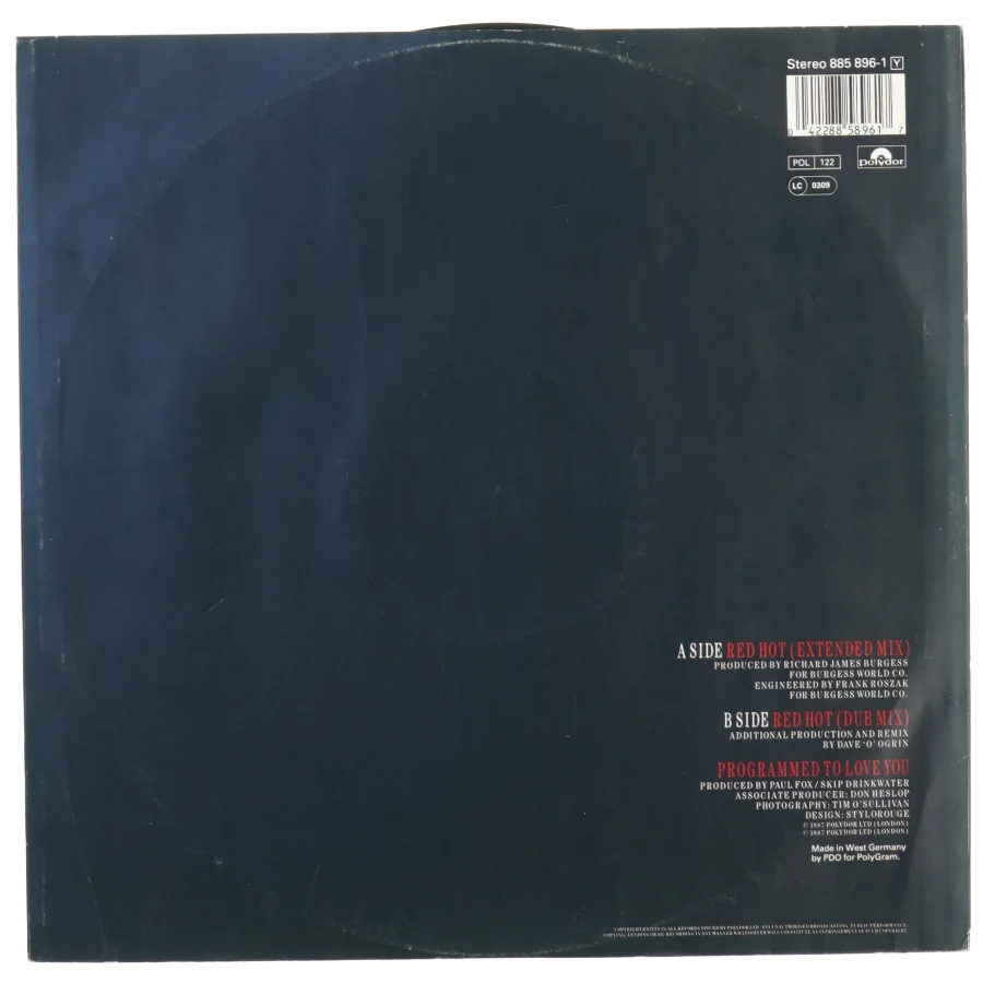 Lp plade prinses redhot fra Stereo (str. 31 x 31 cm)