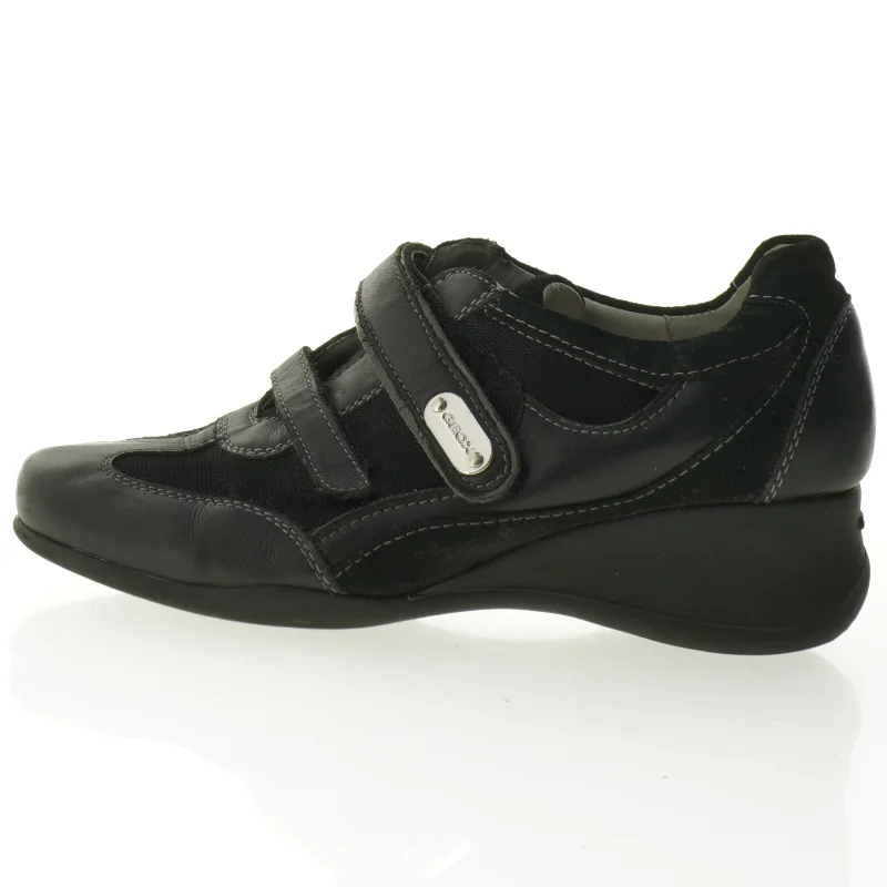 Sorte lædersko med velcro fra Geox (str. 36,5)