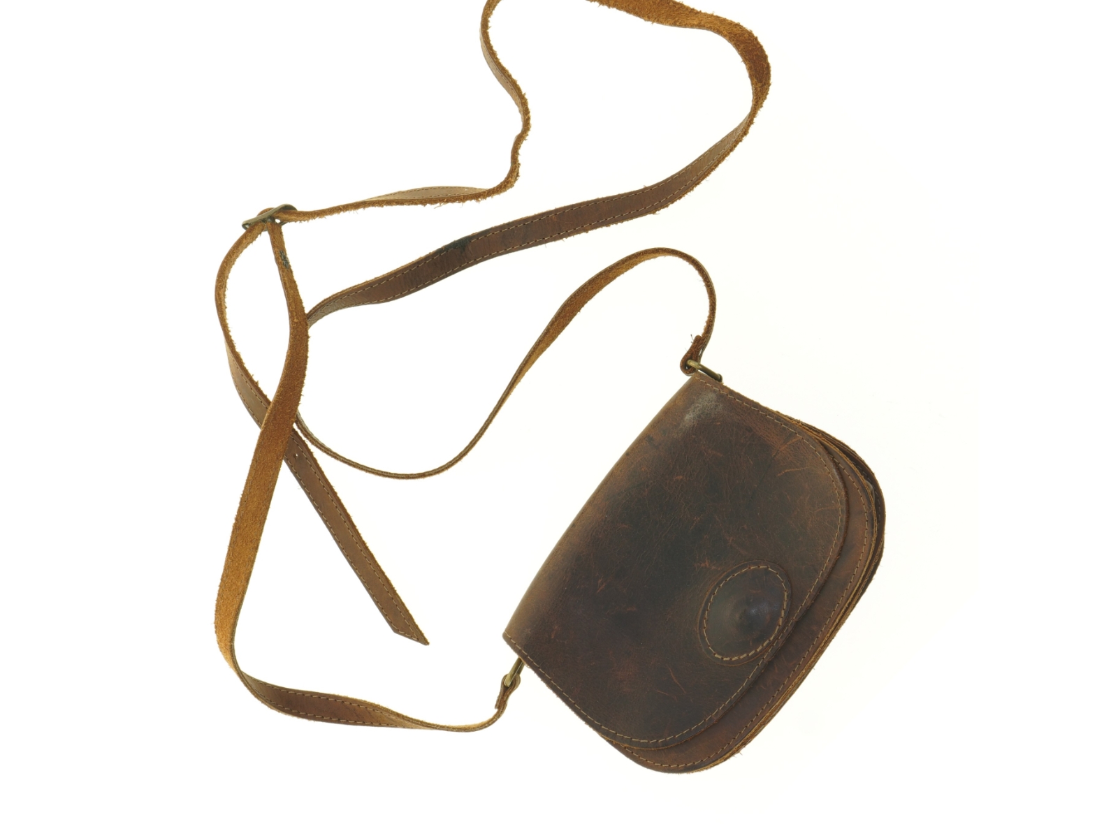 Læder skuldertaske (str. 18 x 13 cm)