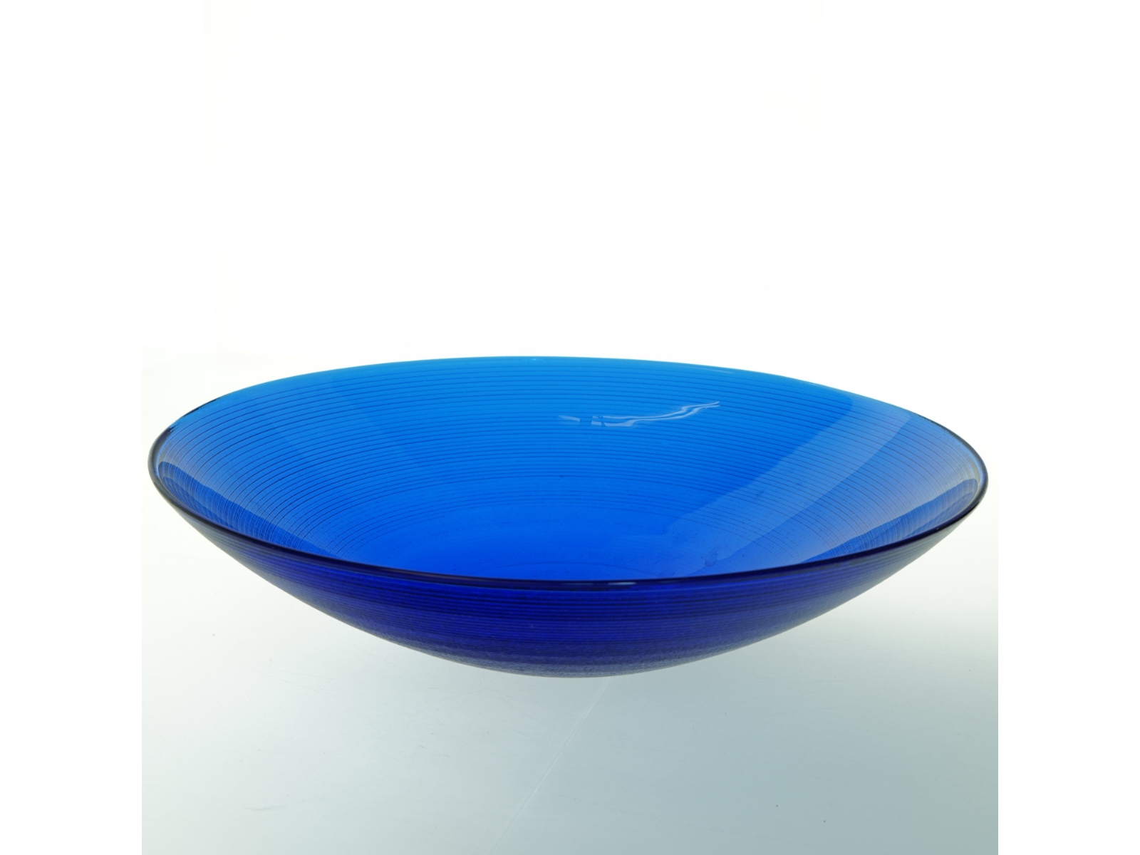 Blå glas skål (str. Ø. 39 cm)
