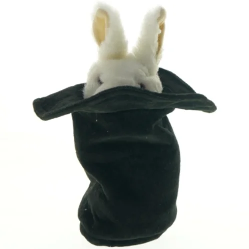 Sort tryllehat med kanin (str. 31 cm)