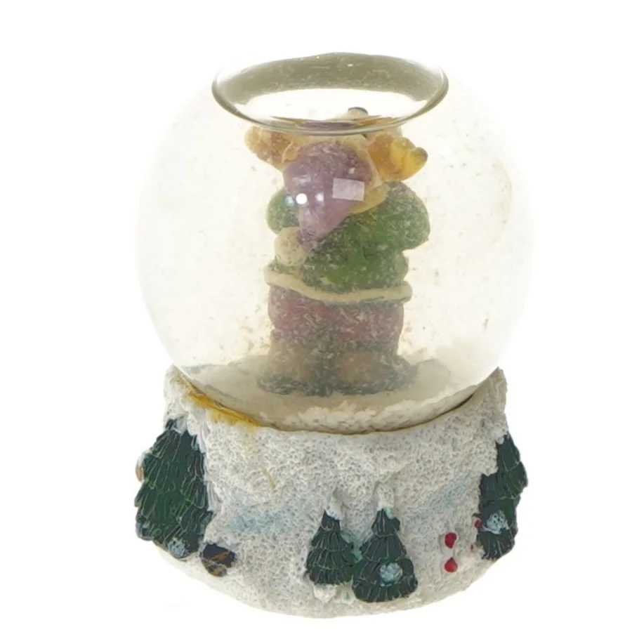 Snekugle med rensdyrfigur (str. 8,5 cm)