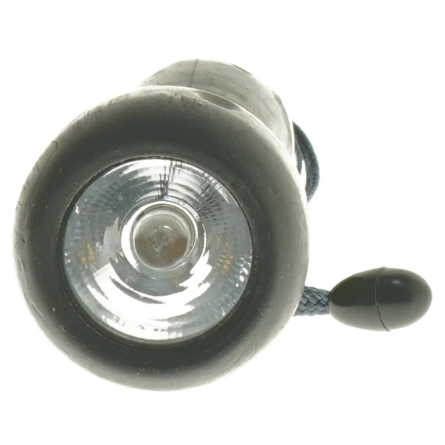 Sort lommelygte med snor (str. 16 cm)
