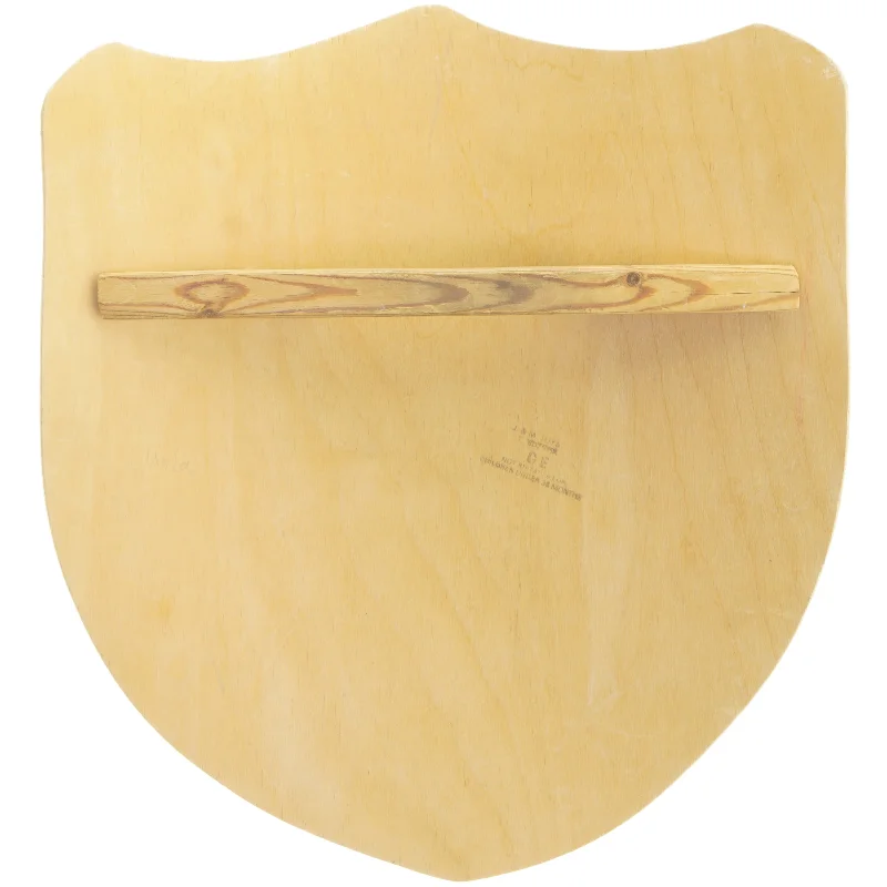 Træskjold med riddermotiv (str. 37x33 cm)