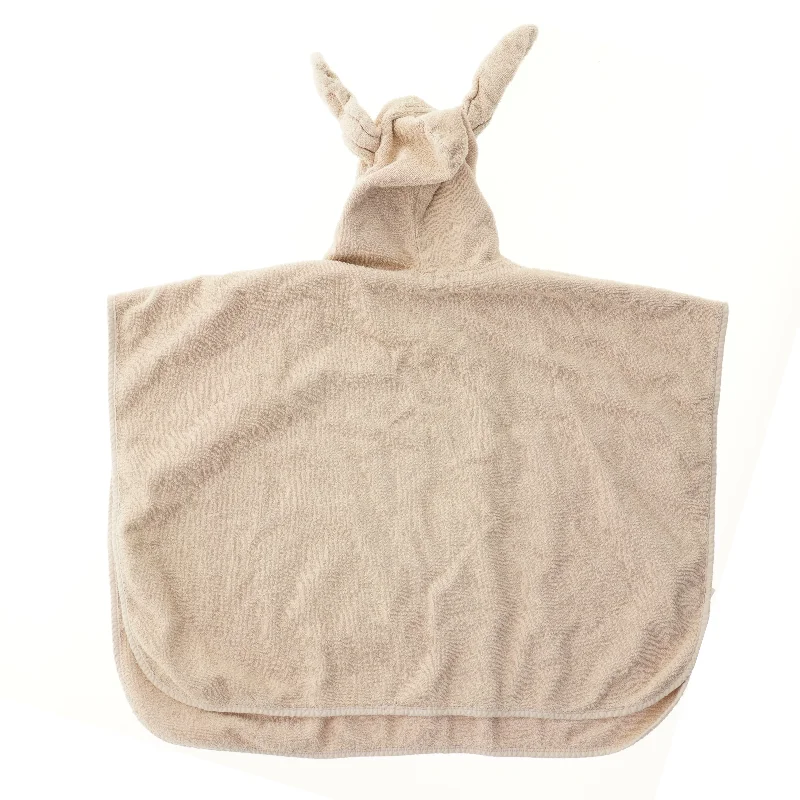 Børneponcho med hætte og ører (str. 70x53 cm)