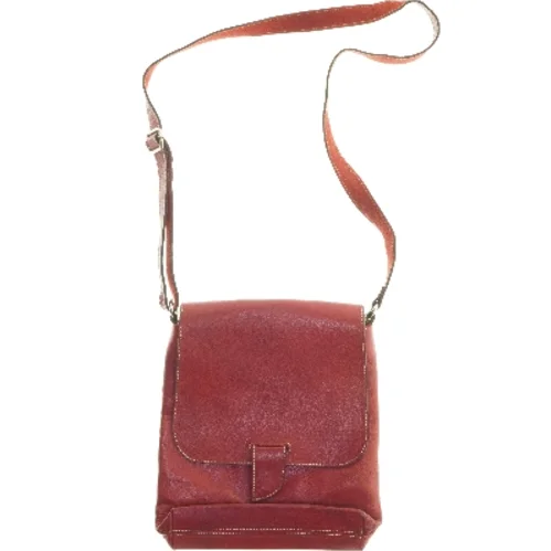 Rød skuldertaske i læder (str. 27,5x30,5 cm)