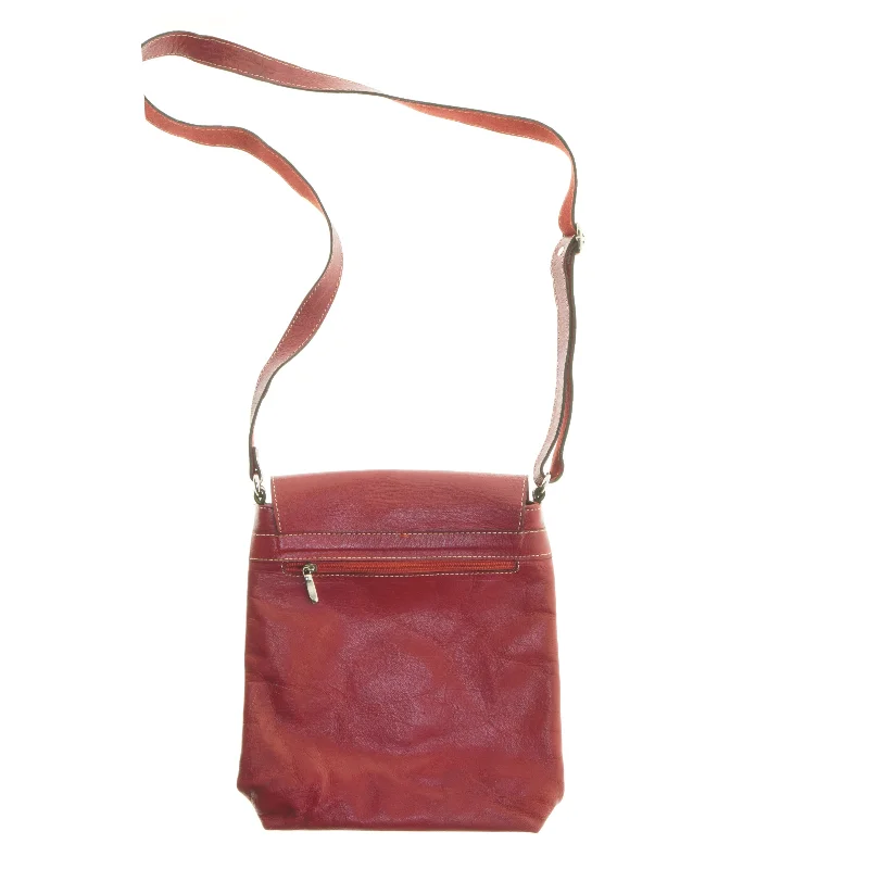 Rød skuldertaske i læder (str. 27,5x30,5 cm)