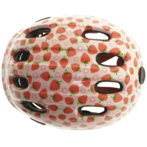 Børnehjelm med jordbærmotiv fra Abus (str. 24 cm)