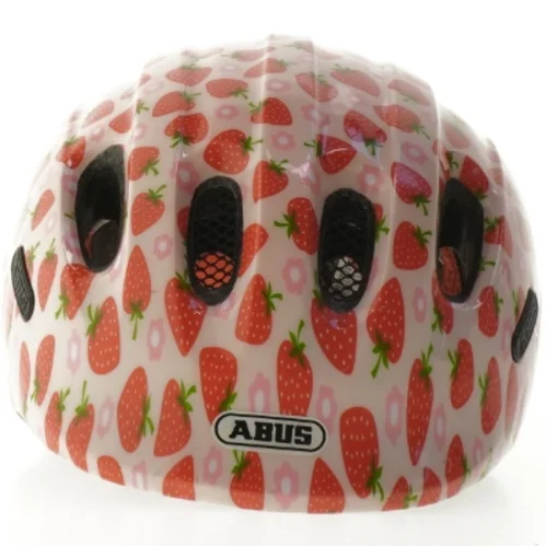 Børnehjelm med jordbærmotiv fra Abus (str. 24 cm)