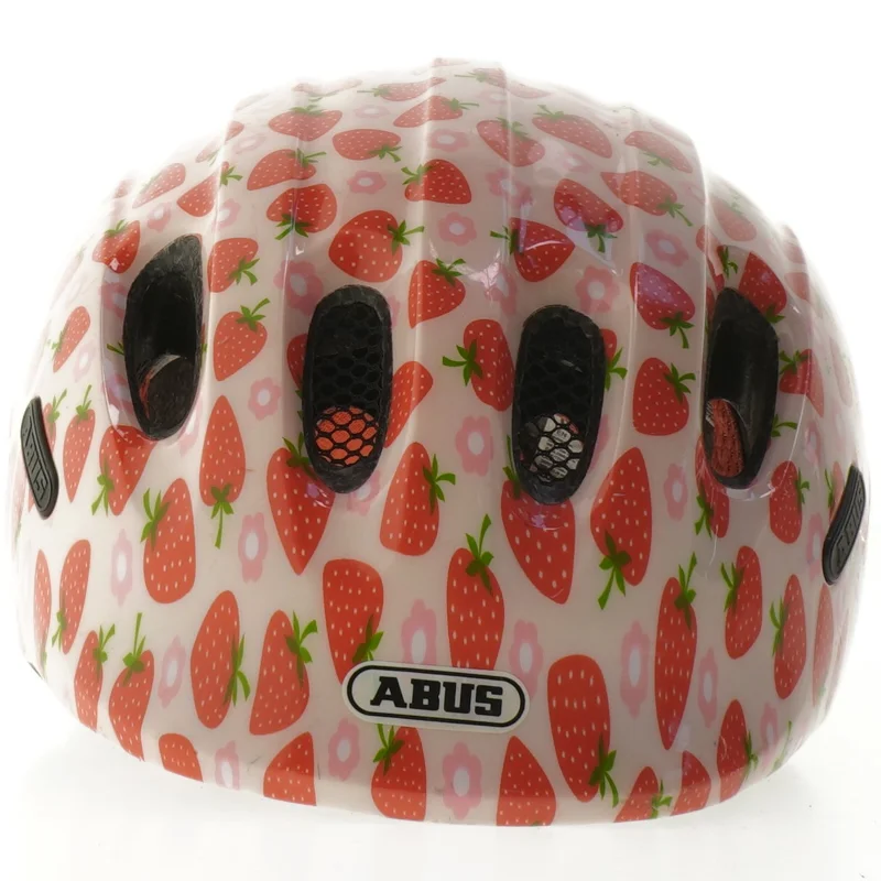 Børnehjelm med jordbærmotiv fra Abus (str. 24 cm)