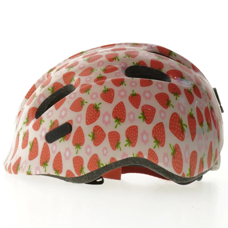 Børnehjelm med jordbærmotiv fra Abus (str. 24 cm)