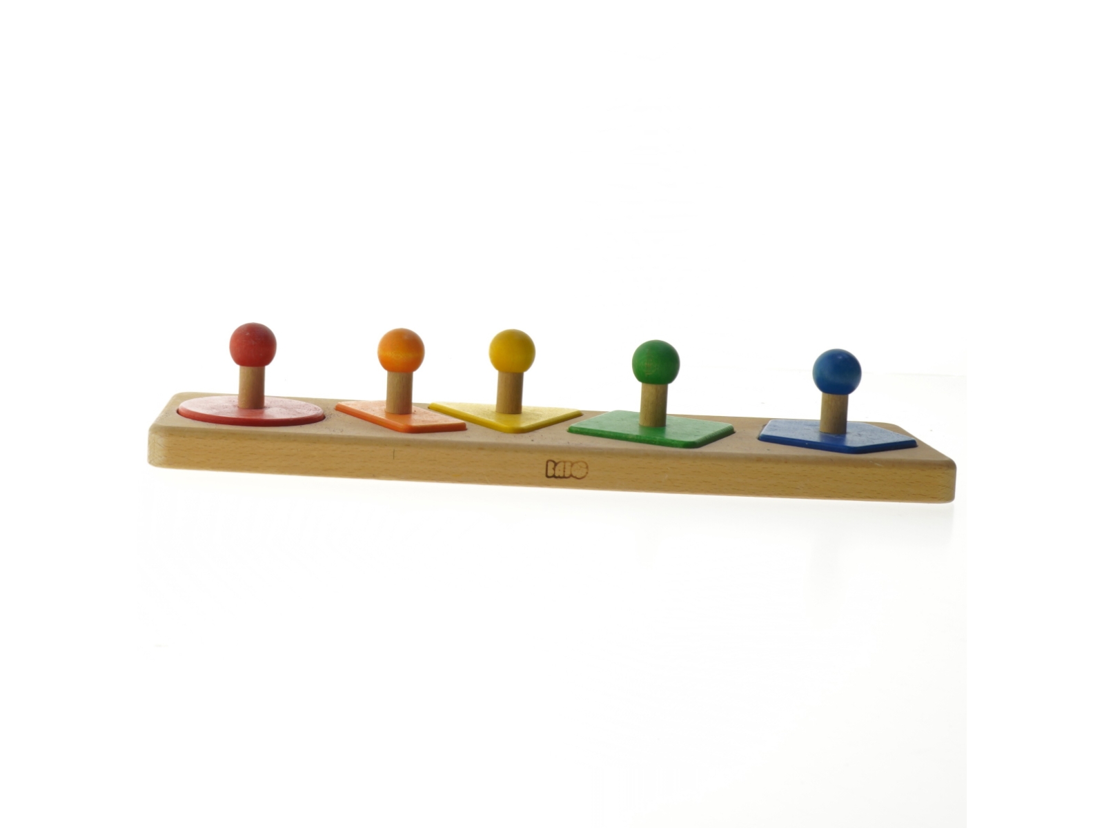 Træ-puslespil med farvede former (str. 36x10 cm)