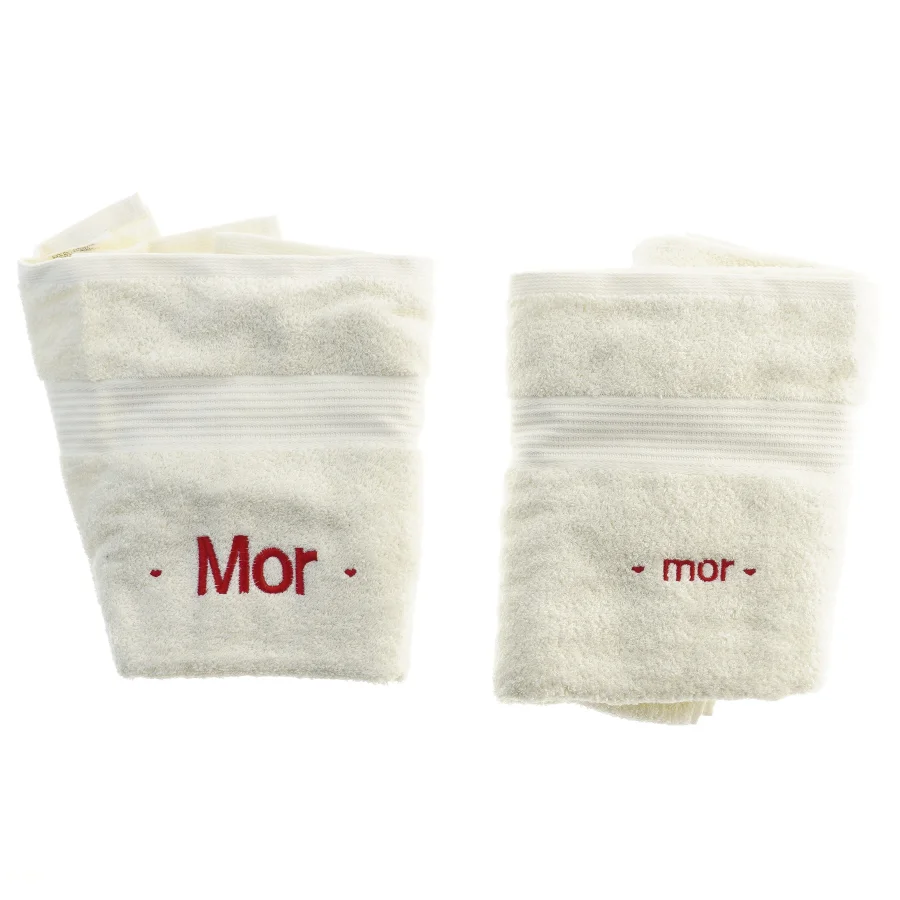 Hvide Mor-håndklæder, sæt af 2 