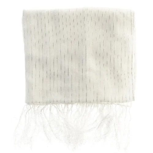 Hvid tørklæde med frynser (str. 54x188 cm)