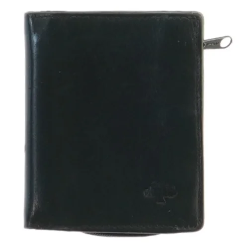 Sort læderpung med lynlås (str. 10,5x9 cm)