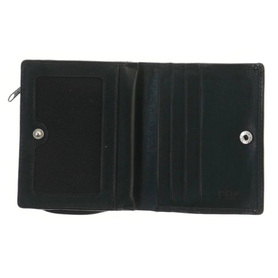 Sort læderpung med lynlås (str. 10,5x9 cm)