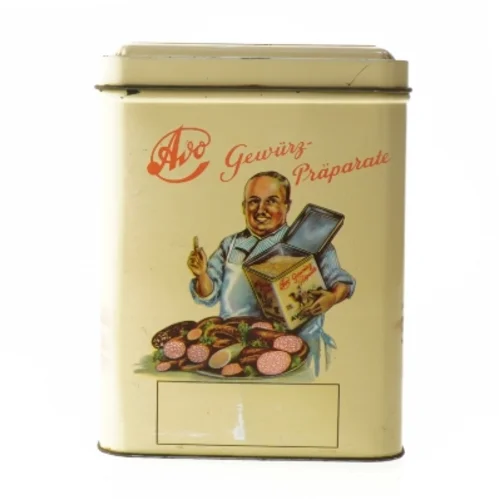 Retro dåse af metal fra AVO (str. 17x13x13 cm)