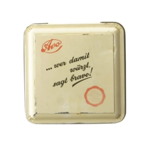 Retro dåse af metal fra AVO (str. 17x13x13 cm)